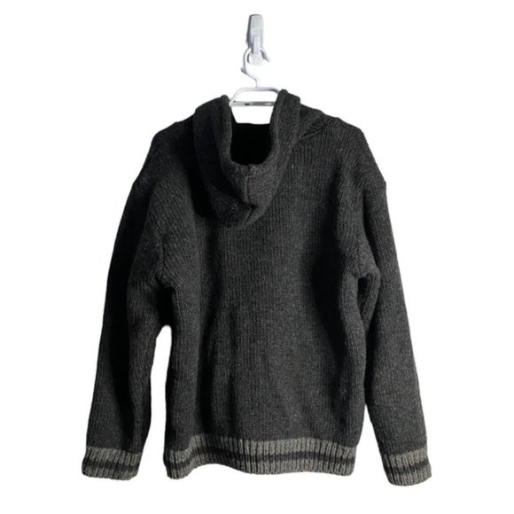 Ark Imports Men's Gray Full Zip 100% Wool Knit Hooded Jacket - Picture 9 of 9